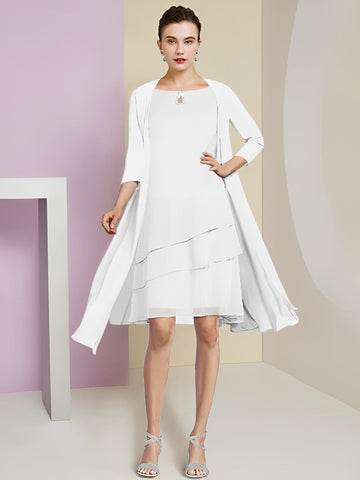 A-Line/Princess Jewel Neck Knee-Length Mother of the Bride Dresses