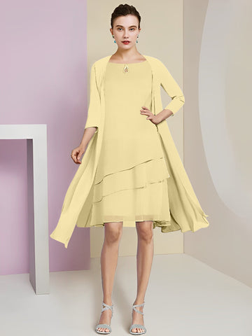 A-Line/Princess Jewel Neck Knee-Length Mother of the Bride Dresses