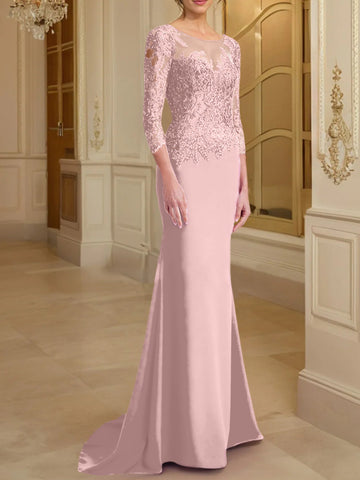 Trumpet/Mermaid Scoop Long Sleeves Mother of the Bride Dresses With Lace