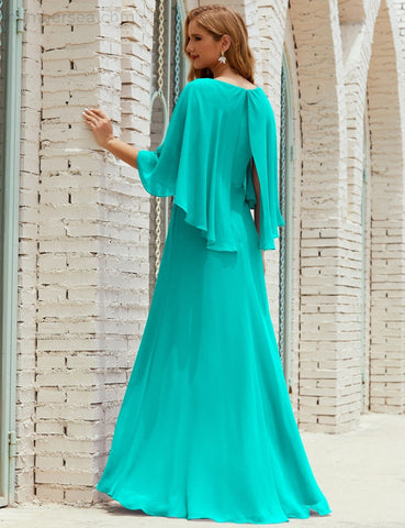 Robe de demoiselle d'honneur Sunnderly pour femme, manches longues, col en V, en mousseline, robe de cérémonie pour mariage SY28018