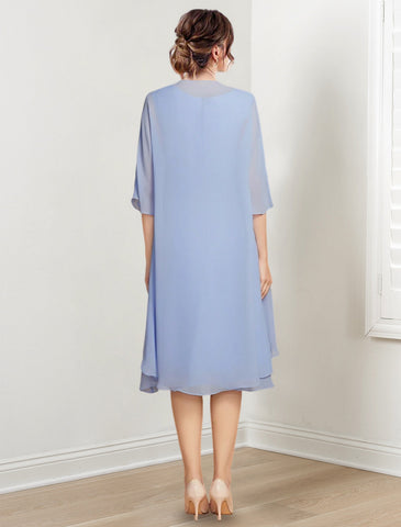 Vestidos de corte princesa/línea A hasta la rodilla para la madre de la novia 