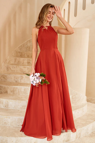 Long Chiffon Bridesmaid Dress with Slit