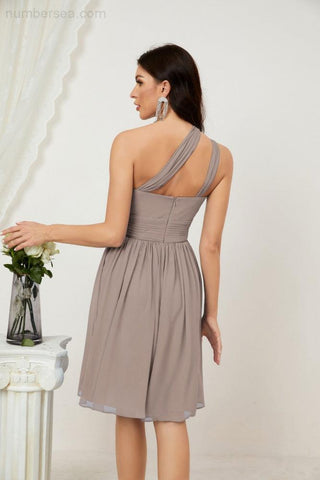 Baoleely Women Chiffon Short One Shoulder Bridesmaid Dress Formal Dresses for Party Homecoming 2804