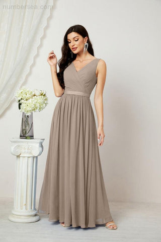 Women's Chiffon Long Bridesmaid Dresses A line Sleeveless Formal Prom Gown for Evening Party Homecoming Dresses 2808