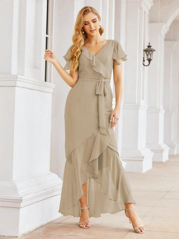 Baoleely Ruffled Bridesmaid Dresses Mermaid Formal Violin Evening Party Prom Gowns 28042