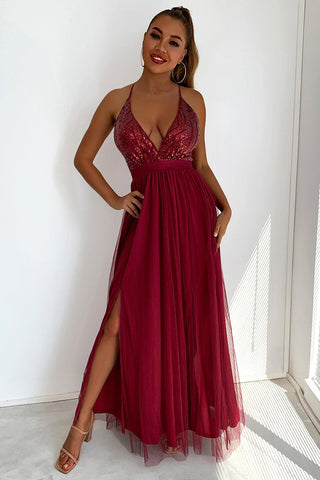 V-neck Sequin Party Dress