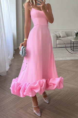 Vestidos de noche sencillos, formales, lisos, con cuello en U y diseño patchwork. 