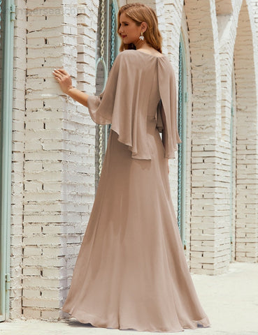 Robe de demoiselle d'honneur Sunnderly pour femme, manches longues, col en V, en mousseline, robe de cérémonie pour mariage SY28018