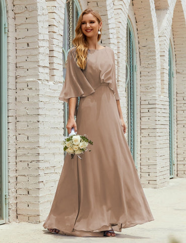 Robe de demoiselle d'honneur Sunnderly pour femme, manches longues, col en V, en mousseline, robe de cérémonie pour mariage SY28018