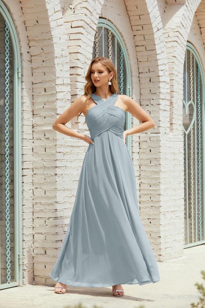 Halter Bridesmaid Dresses Formal Cocktail Prom Gown 28015