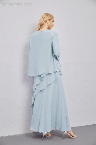 Mother of Bride Dresses with Open Front Lightweight Cardigan Formal Prom Gown  28081