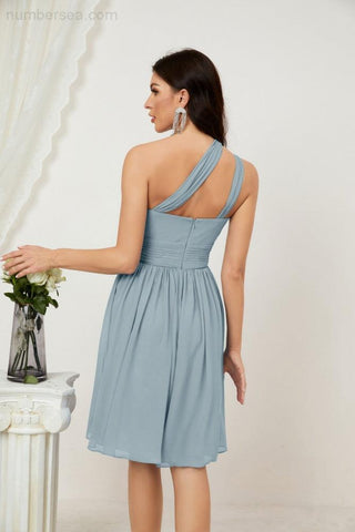 Baoleely Women Chiffon Short One Shoulder Bridesmaid Dress Formal Dresses for Party Homecoming 2804