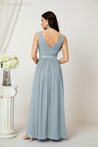 Women's Chiffon Long Bridesmaid Dresses A line Sleeveless Formal Prom Gown for Evening Party Homecoming Dresses 2808