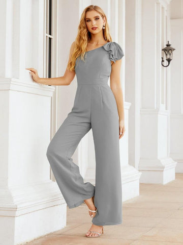 Baoleely Women's One Shoulder Long Jumpsuit Formal Evening Dress Long Bridesmaid Dresses Pants Wedding Party 28034