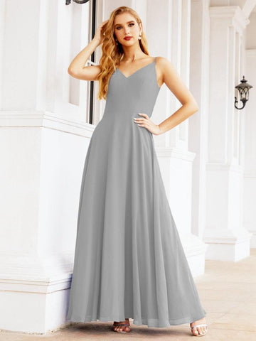 Baoleely Spaghetti Strap Bridesmaid Dresses V Neck Butterfly Back Fromal Evening Party Prom Gown 28036