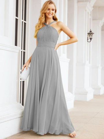 Baoleely Crisscross Halter Bridesmaid Dresses for Party Wedding Evening Prom Maxi Ball Gowns 28053