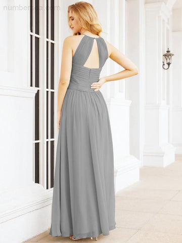 Baoleely Sleeveless Bridesmaid Dresses Long Prom Gown Zipper with Keyhole Back 28056