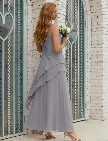 Robe longue en mousseline grande taille pour la mère de la mariée, robe de demoiselle d'honneur de bal de fin d'année SY28019