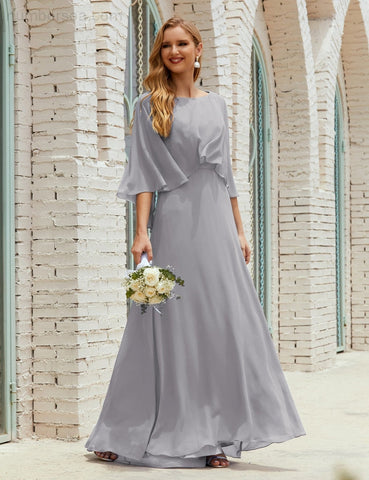Robe de demoiselle d'honneur Sunnderly pour femme, manches longues, col en V, en mousseline, robe de cérémonie pour mariage SY28018