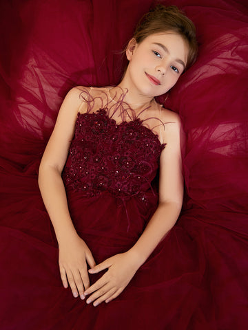 Ball-Gown/Princess Tulle Sweep Train Flower Girl Dress