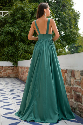 Deep V Neck Long Bridesmaid Dress