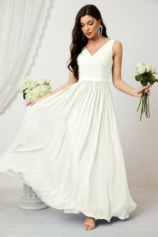 Women's Chiffon Long Bridesmaid Dresses A line Sleeveless Formal Prom Gown for Evening Party Homecoming Dresses 2808