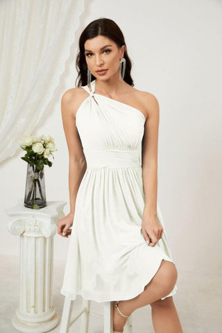 Baoleely Women Chiffon Short One Shoulder Bridesmaid Dress Formal Dresses for Party Homecoming 2804