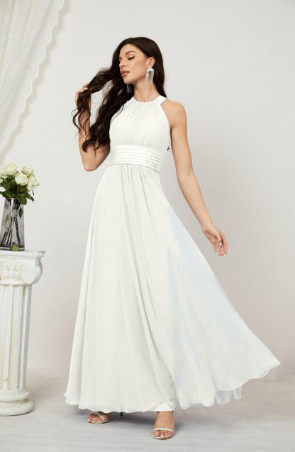 Numbersea Formal Party Gown Dress Chiffon Halter Long Sleeveless Bridesmaid Dresses 2802