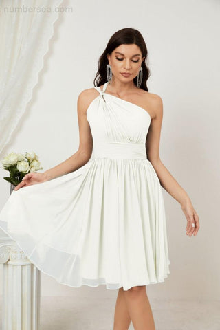 Baoleely Women Chiffon Short One Shoulder Bridesmaid Dress Formal Dresses for Party Homecoming 2804