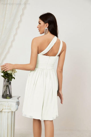Baoleely Women Chiffon Short One Shoulder Bridesmaid Dress Formal Dresses for Party Homecoming 2804