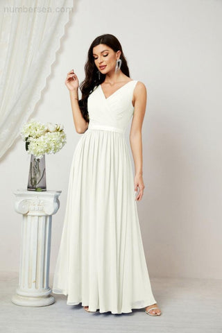 Women's Chiffon Long Bridesmaid Dresses A line Sleeveless Formal Prom Gown for Evening Party Homecoming Dresses 2808
