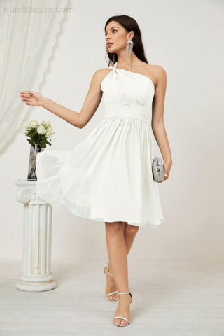 Baoleely Women Chiffon Short One Shoulder Bridesmaid Dress Formal Dresses for Party Homecoming 2804
