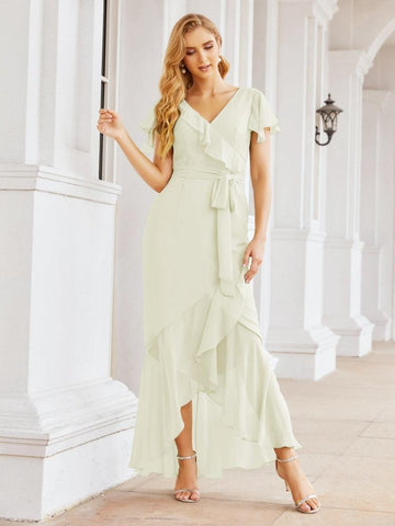 Baoleely Ruffled Bridesmaid Dresses Mermaid Formal Violin Evening Party Prom Gowns 28042