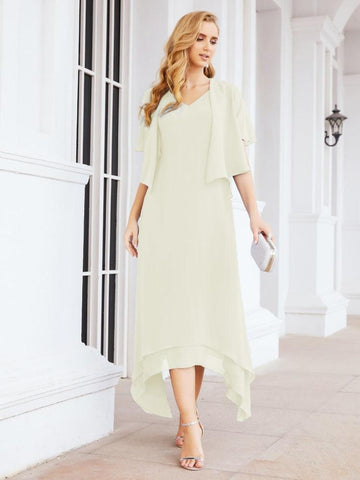 Sunnderly Two-Piece A-line Mother of The Bride Dress Formal Party Gown Dress SY28073