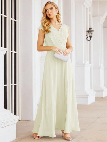 Sunnderly Bridesmaid Dresses Cape Formal Prom Dress Open Back Gowns for Mother of The Bride SY28058