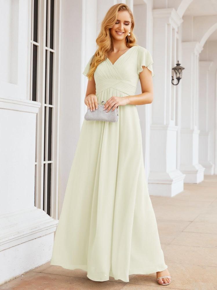 Numbersea Formal Prom Gowns for Mother of The Bride Cap Sleeves Bridesmaid Dress 28047