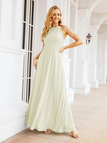 Baoleely Keyhole Bridesmaid Dresses Sleeveless Formal Evening Party Prom Gowns 28043