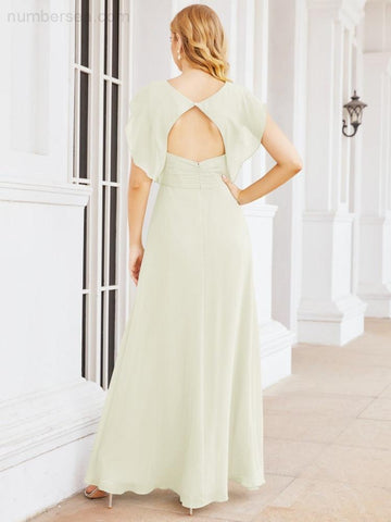 Sunnderly Bridesmaid Dresses Cape Formal Prom Dress Open Back Gowns for Mother of The Bride SY28058