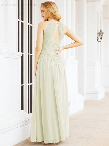 Baoleely Sleeveless Bridesmaid Dresses Long Prom Gown Zipper with Keyhole Back 28056