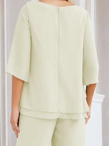 Baoleely Élégante robe mère de la mariée 2 pièces, grande taille, pantalon, volants, couches argentées, peignoir 28064