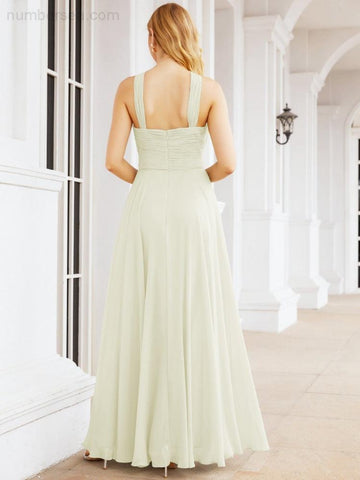 Baoleely Crisscross Halter Bridesmaid Dresses for Party Wedding Evening Prom Maxi Ball Gowns 28053