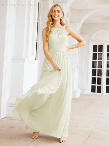 Baoleely Sleeveless Bridesmaid Dresses Long Prom Gown Zipper with Keyhole Back 28056