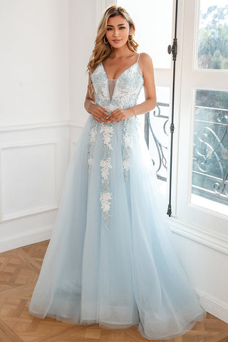 Light Appliques Tulle Prom Dress