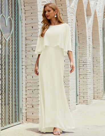 Robe de demoiselle d'honneur Sunnderly pour femme, manches longues, col en V, en mousseline, robe de cérémonie pour mariage SY28018