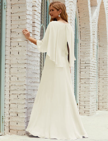 Robe de demoiselle d'honneur Sunnderly pour femme, manches longues, col en V, en mousseline, robe de cérémonie pour mariage SY28018