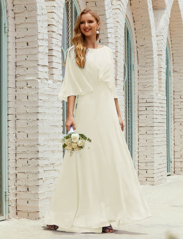 Robe de demoiselle d'honneur Sunnderly pour femme, manches longues, col en V, en mousseline, robe de cérémonie pour mariage SY28018