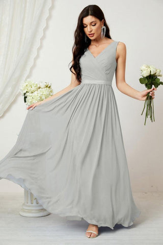 Women's Chiffon Long Bridesmaid Dresses A line Sleeveless Formal Prom Gown for Evening Party Homecoming Dresses 2808