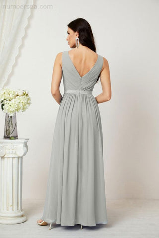 Women's Chiffon Long Bridesmaid Dresses A line Sleeveless Formal Prom Gown for Evening Party Homecoming Dresses 2808