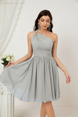 Baoleely Women Chiffon Short One Shoulder Bridesmaid Dress Formal Dresses for Party Homecoming 2804