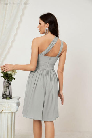 Baoleely Women Chiffon Short One Shoulder Bridesmaid Dress Formal Dresses for Party Homecoming 2804